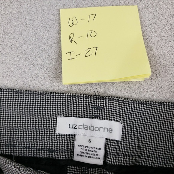 Liz Claiborne Womens Black White Mid Rise Flat Front Regular Fit Dress Pant Sz 6 - Picture 7 of 7